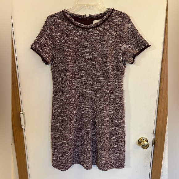 Loft, size 10 burgundy and white tweed dress - Picture 1 of 8